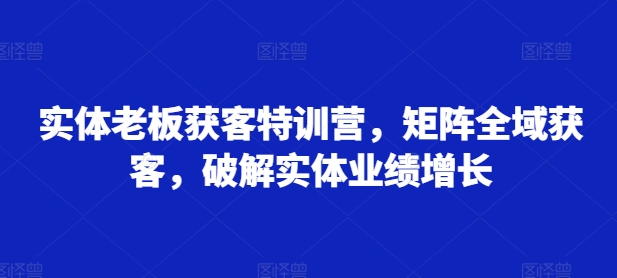 实体老板获客特训营，矩阵全域获客，破解实体业绩增长-皓收集 | 网创宝典