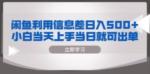 闲鱼利用信息差 日入500+ 小白当天上手 当日就可出单--皓收集 | 网创宝典