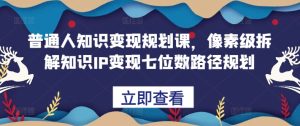 普通人知识变现规划课，像素级拆解知识IP变现七位数路径规划--皓收集 | 网创宝典