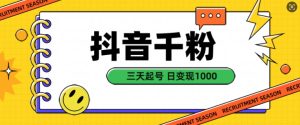 抖音千粉项目，自然涨粉变现，三天起号，日变现1k【揭秘】--皓收集 | 网创宝典