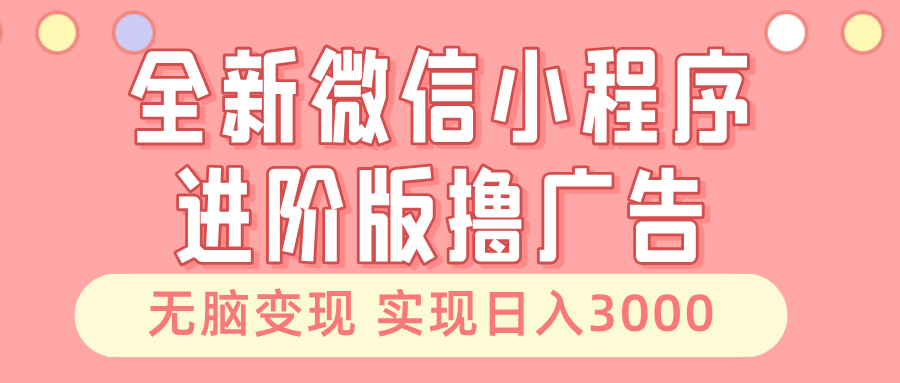 全新微信小程序进阶版撸广告 无脑变现睡后也有收入 日入3000＋-皓收集 | 网创宝典