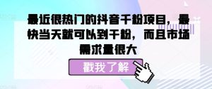 最近很热门的抖音千粉项目，最快当天就可以到干粉，而且市场需求量很大--皓收集 | 网创宝典