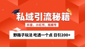 私域流量的精准化获客方法 野路子玩法 吃透一个点 日引200+ 【揭秘】--皓收集 | 网创宝典