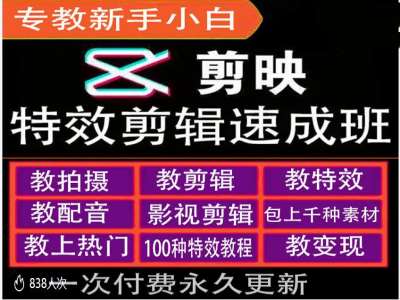 剪映特效教程和运营变现教程，特效剪辑速成班，专教新手小白-皓收集 | 网创宝典