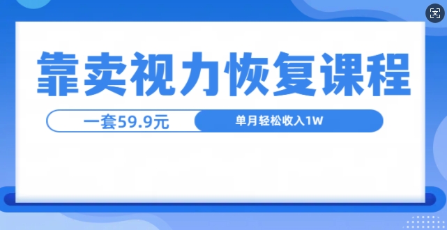 靠卖视力恢复教程一单59.9，单月变现1W，小白可复制-皓收集 | 网创宝典