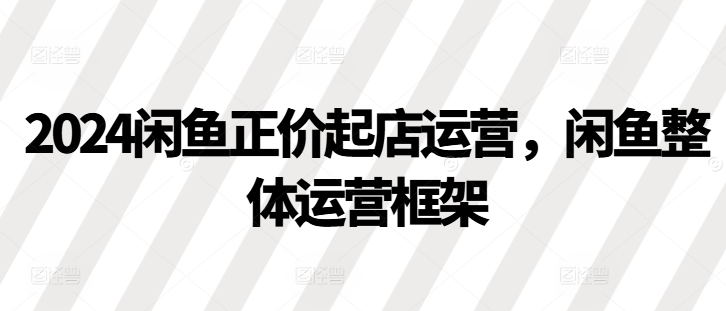 2024闲鱼正价起店运营，闲鱼整体运营框架-皓收集 | 网创宝典