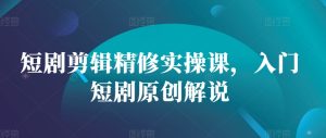 短剧剪辑精修实操课，入门短剧原创解说--皓收集 | 网创宝典
