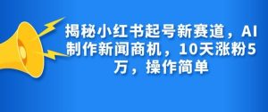 揭秘小红书起号新赛道，AI制作新闻商机，10天涨粉1万，操作简单--皓收集 | 网创宝典