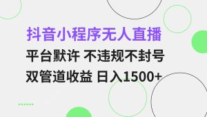 抖音小程序无人直播 平台默许 不违规不封号 双管道收益 日入1500+ 小白…--皓收集 | 网创宝典