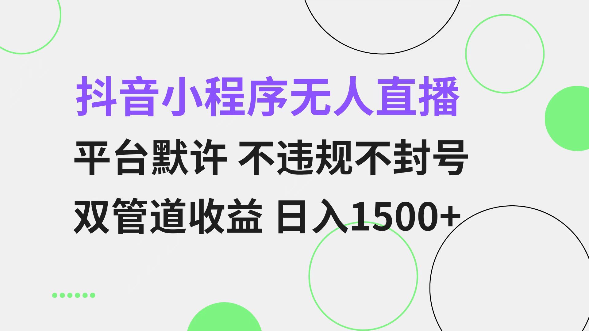 抖音小程序无人直播 平台默许 不违规不封号 双管道收益 日入1500+ 小白…-皓收集 | 网创宝典