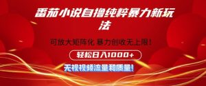 番茄小说自撸暴利新玩法，无门槛，不要流量不要质量，轻松日入1k--皓收集 | 网创宝典