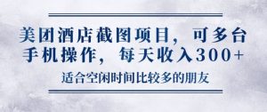 美团酒店截图项目，可多台手机操作，每天收入3张--皓收集 | 网创宝典