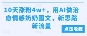 10天涨粉4w+，用AI做治愈情感奶奶图文，新思路新流量--皓收集 | 网创宝典