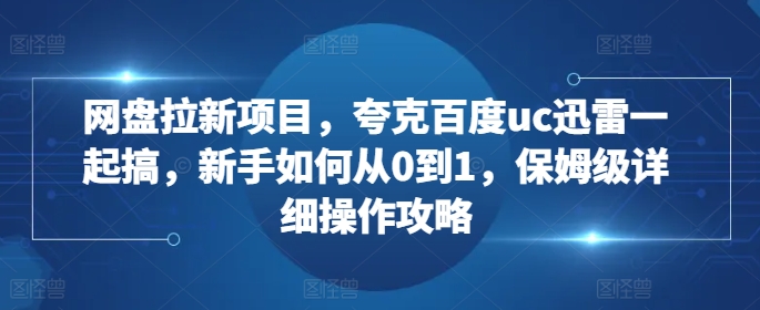 网盘拉新项目，夸克百度uc迅雷一起搞，新手如何从0到1，保姆级详细操作攻略-皓收集 | 网创宝典