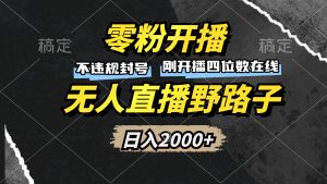 零粉开播，无人直播野路子，日入2000+，不违规封号，躺赚收益！--皓收集 | 网创宝典