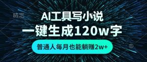 AI工具写小说，一键生成120万字，普通人每月也能躺赚2w+--皓收集 | 网创宝典