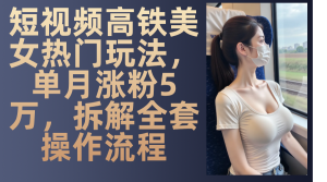 短视频高铁美女热门玩法，单月涨粉5万，拆解全套操作流程--皓收集 | 网创宝典