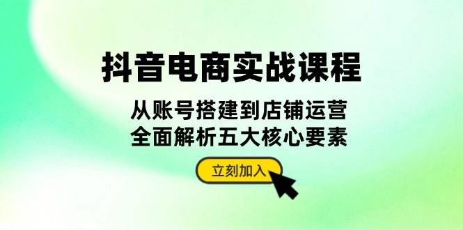 抖音 电商实战课程：从账号搭建到店铺运营，全面解析五大核心要素-皓收集 | 网创宝典