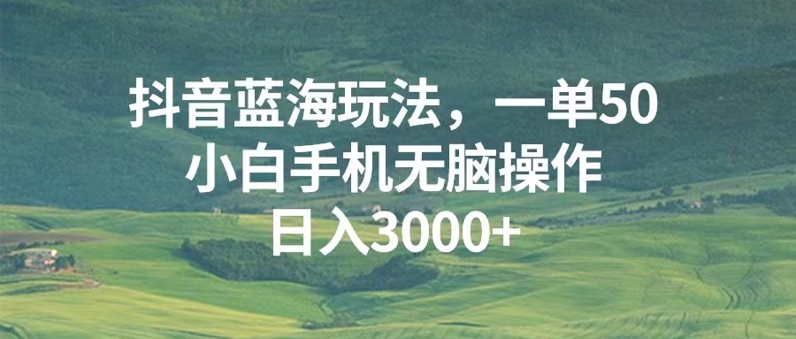 抖音蓝海玩法，一单50，小白手机无脑操作，日入3000+-皓收集 | 网创宝典