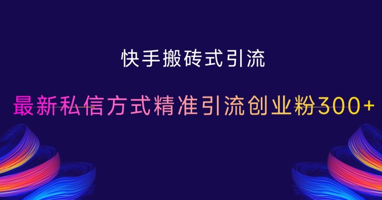 快手搬砖式引流，最新私信方式精准引流创业粉300+-皓收集 | 网创宝典