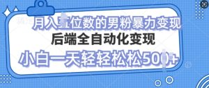 自动变现男粉，小白也能轻松月入过w的项目--皓收集 | 网创宝典