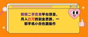 转转二手交易平台项目，月入过W的副业思路，一部手机小白也能操作--皓收集 | 网创宝典