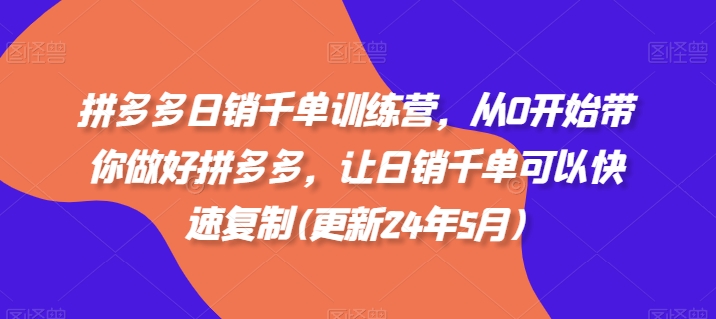 拼多多日销千单训练营，从0开始带你做好拼多多，让日销千单可以快速复制(更新24年11月)-皓收集 | 网创宝典