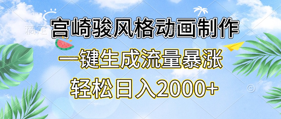 宫崎骏风格动画制作，一键生成流量暴涨，轻松日入2000+-皓收集 | 网创宝典