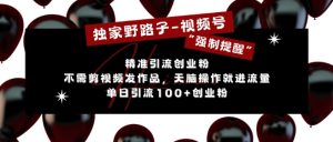 独家野路子利用视频号“强制提醒”，不需剪视频发作品，无脑操作就进流量，单日引流100+创业粉--皓收集 | 网创宝典