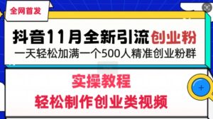 抖音全新引流创业粉，轻松制作创业类视频，一天轻松加满一个500人精准创业粉群--皓收集 | 网创宝典