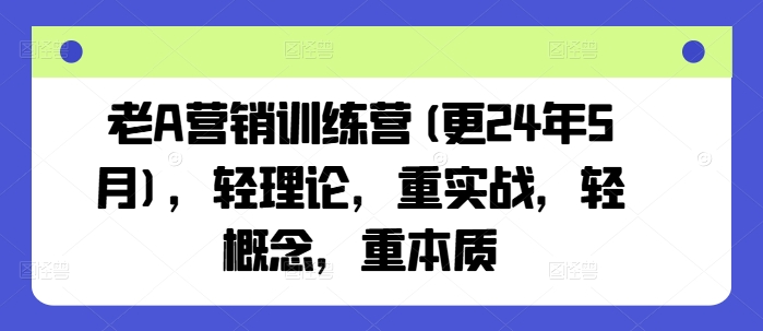 老A营销训练营(更24年11月)，轻理论，重实战，轻概念，重本质-皓收集 | 网创宝典