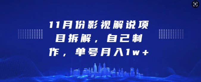 11月份影视解说项目拆解，自己制作，单号月入1w+【揭秘】-皓收集 | 网创宝典