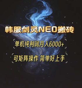 韩服剑灵NEO搬砖攻略，单机纯利润月入6000+ 可矩阵操作，简单好上手。--皓收集 | 网创宝典