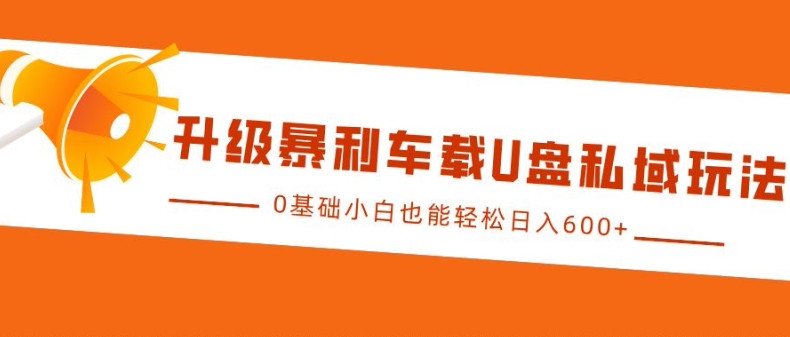 升级暴利车载U盘私域玩法，0基础小白也能轻松日入多张【揭秘】-皓收集 | 网创宝典