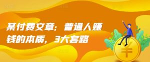 某付费文章：普通人赚钱的本质，3大套路--皓收集 | 网创宝典