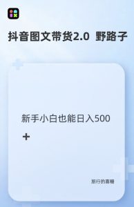 抖音图文带货野路子2.0玩法，暴力起号，单日收益多张，小白也可轻松上手【揭秘】--皓收集 | 网创宝典