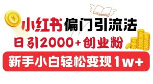 小红书偏门引流法，日引200+创业粉，新手小白轻松变现--皓收集 | 网创宝典