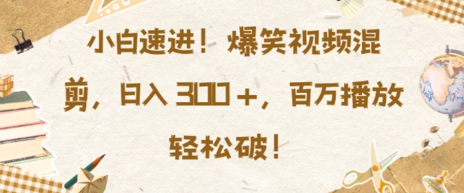 小白速进，爆笑视频混剪，日入3张，百万播放轻松破【揭秘】-皓收集 | 网创宝典