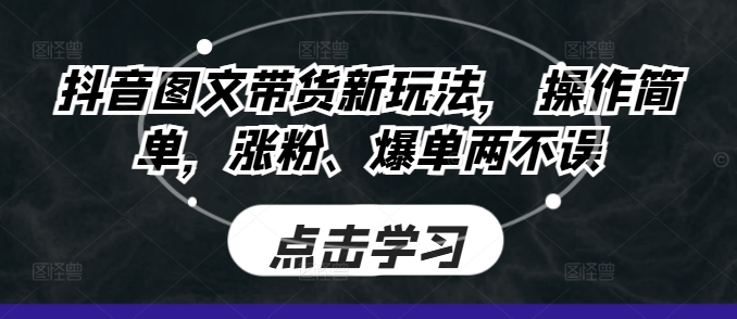 抖音图文带货新玩法， 操作简单，涨粉、爆单两不误-皓收集 | 网创宝典