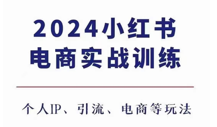 2024小红书电商3.0实战训练，包含个人IP、引流、电商等玩法-皓收集 | 网创宝典