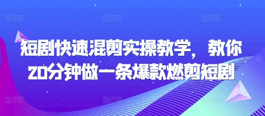 短剧快速混剪实操教学，教你20分钟做一条爆款燃剪短剧-皓收集 | 网创宝典