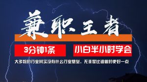 10兼职王者，3分钟1条无脑批量操作，新人小白半小时学会，长期稳定--皓收集 | 网创宝典