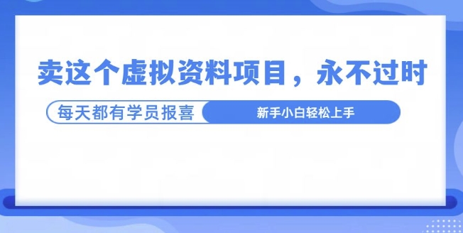 卖这个虚拟资料，真的永不过时，坚持做下去，一定有结果-皓收集 | 网创宝典