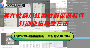 某大社群小红薯社群截流软件，打创业粉最新方法 日引500+创业，粉单日…--皓收集 | 网创宝典