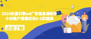 2024巨量引擎ad广告信息流新手小白账户搭建优化0-1实操课--皓收集 | 网创宝典