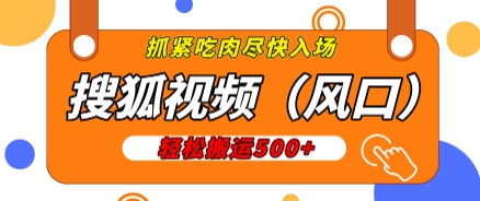 搜狐视频，新风口，1天200-500收益，抓紧吃肉!-皓收集 | 网创宝典