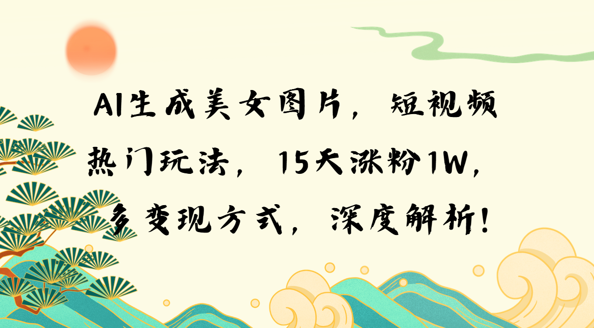 AI生成美女图片，短视频热门玩法，15天涨粉1W，多变现方式，深度解析! -皓收集 | 网创宝典