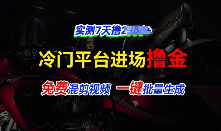 全新冷门平台视频，快速免费进场搞米，通过混剪视频一键批量生成，实测7天撸上千-皓收集 | 网创宝典