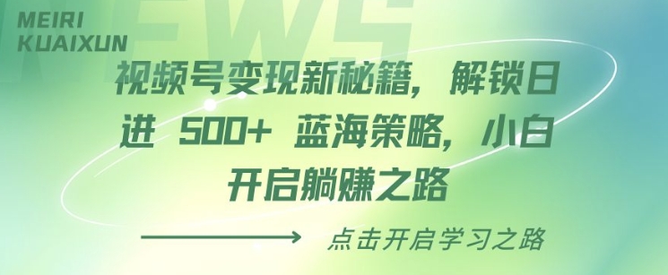 视频号变现新秘籍，解锁日进 5张 蓝海策略，小白开启躺Z之路-皓收集 | 网创宝典