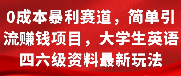 0成本暴利赛道，简单引流项目，大学生英语四六级资料最新玩法-皓收集 | 网创宝典